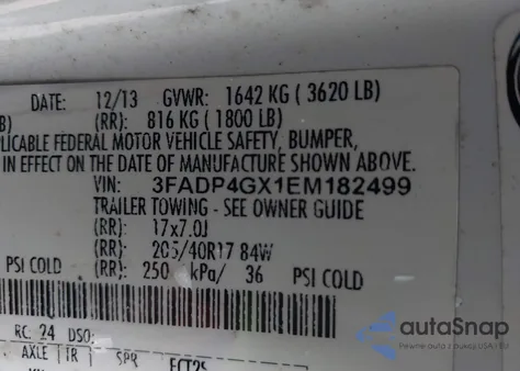 2014 Ford Fiesta St z USA, uszkodzony, nr VIN 3FADP4GX1EM182499